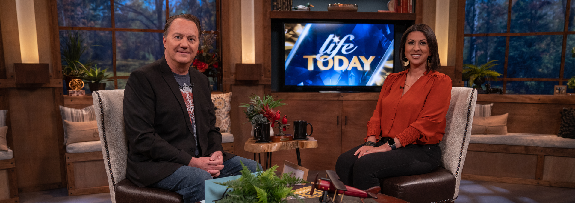 Randy Robison, cohost of LIFE Today, is pictured with Debra Fileta, a guest on the show.