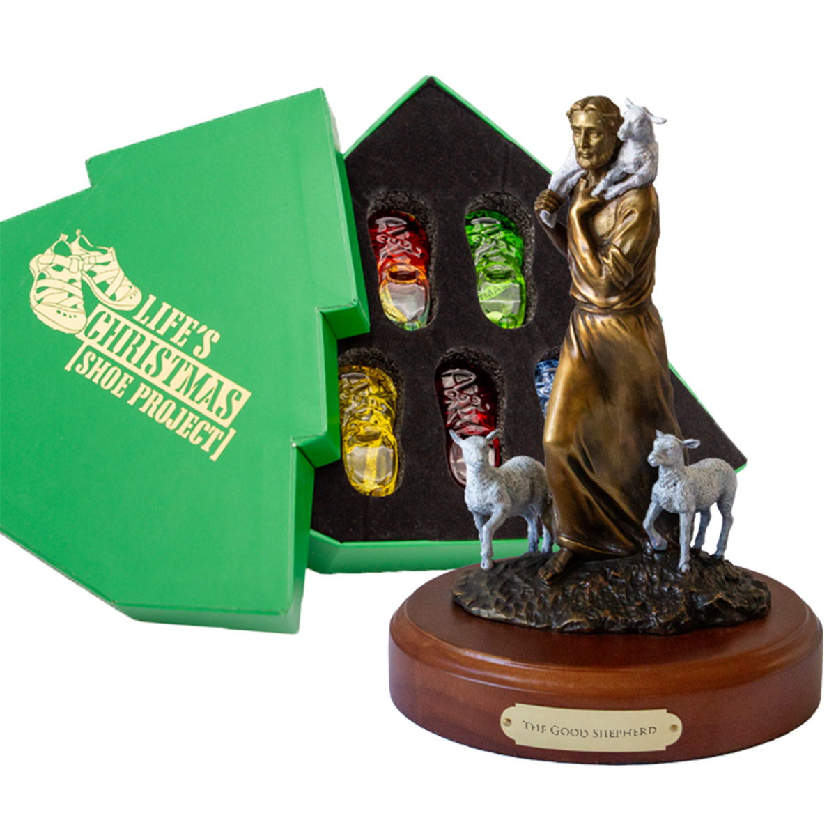 The Good Shepherd bronze/ Crystal Shoe Ornament Collection